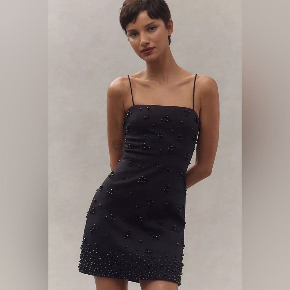 BHLDN Black Beaded Mini Dress
